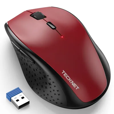 Produktbild von TECKNET Kabellose Maus, 4800 DPI 2.4G Funkmaus mit USB Empfänger, 30 Monate Batterielaufzeit, Optical Tracking, Wireless Maus mit 6 Tasten für PC Laptop Windows Mac MacBook Linux