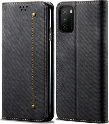 Immagine prodotto di Xiaomi Poco M3 Case, Custodia in pelle a portafoglio con chiusura magnetica e supporto per Xiaomi Poco M3 nero