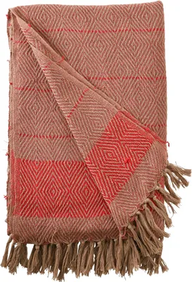 Produktbild von Decke Überwurf Streifen Design 100% Baumwolle 130x180 cm Skandinavisch Cara Amber/Rost