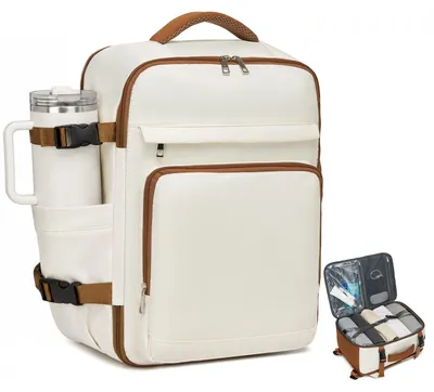 Produktbild von KONO Handgepäck Rucksack 40x30x20 Flugzeug Reiserucksack, Beige Classic