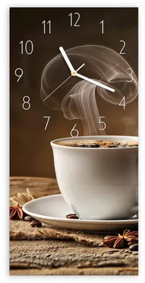 Produktbild von Wanduhr aus Glas mit Motiv Kaffeegenuss- 30 x 60 cm - inkl. Aufhängesystem