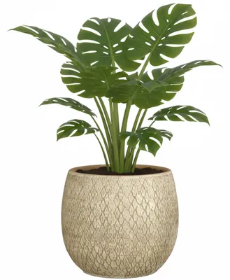 Produktbild von Glimmer Blumentopf / Pflanztopf Madeira - creme - terracotta - 23 cm - Schuppenmuster