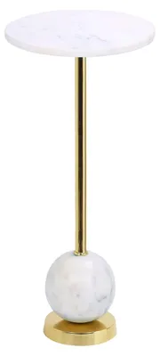 Image de Table d'appoint Salo avec plateau en marbre blanc et base sphérique ø25x54 cm
