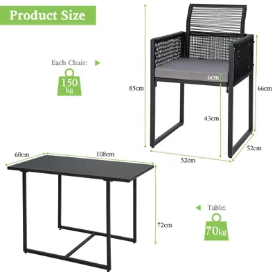 Obrázek produktu pro Sada zahradního nábytku (3 kusy) - Sada nábytku do zahrady - Balkonová sada - Bistro sada - Sada pro terasu - Úsporný design