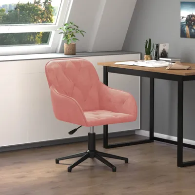 Image de The Living Store Chaise de bureau pivotante rose velours