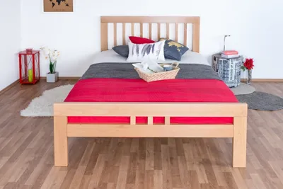 Produktbild von "Easy Premium Line" Doppelbett K8 in Überlänge 140 x 220 cm, Buche Vollholz massiv Natur