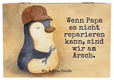Produktbild von Mr. & Mrs. Panda Geschenkbox Wenn Papa es nicht reparieren kann, sind wir am Arsch Design 22 x 15 cm - Weiß - Geschenk, holzkästchen, geschenkkiste, Vatertag, Muttertag
