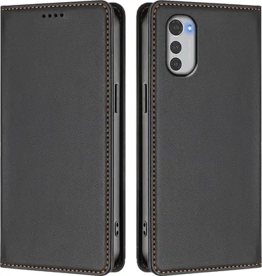 Produktbild von Handyhülle für Motorola Moto E32, Kunstleder Klapphülle Stoßfeste Magnetische Hülle mit Ständer Schwarz