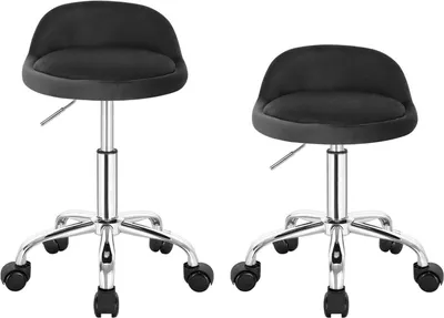Produktbild von 2er Set Bürohocker mit Rollen drehbar verstellbar | Dunkelgrau | 30x30x53-65,5 cm