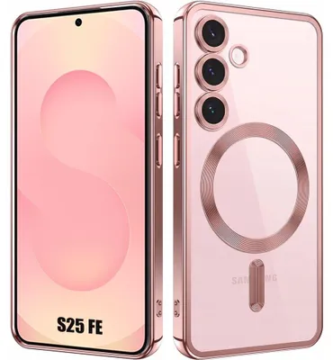 Image de Coque pour Samsung Galaxy S25 FE, Silicone Souple avec Cercle Magnétique Protection Caméra - Rose