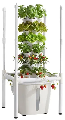Produktbild von Hydroponischer Pflanzturm - Hydroponik Anbausystem 30 Pflanzplätze - 6 Ebenen - LED-Pflanzenlampe - App-Steuerung - 20 l Wassertank mit Pumpe - Für Kräuter Obst Gemüse