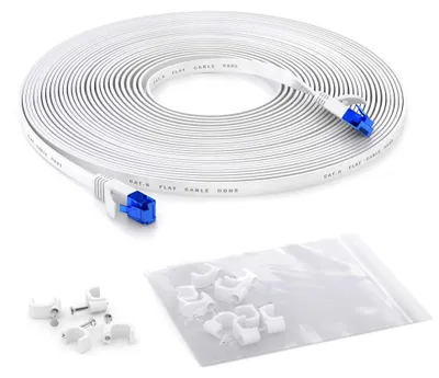 Produktbild von KabelDirekt – LAN Kabel flach, bruchfest konstruiert – 22,9m (Netzwerkkabel, 1Gbit/s, besonders flexibel und geeignet als Verlegekabel, RJ45)