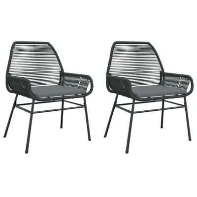 Produktbild von Gartenstühle 2 Stk. mit Kissen Schwarz Poly Rattan