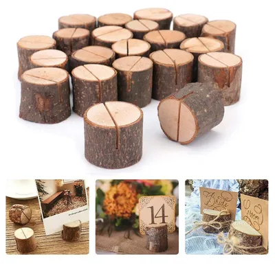 Produktbild von Platzkartenhalter Tischkartenhalter Namenskartenhalter - 20 Stück - Holz - Rustikal - Tischnummer