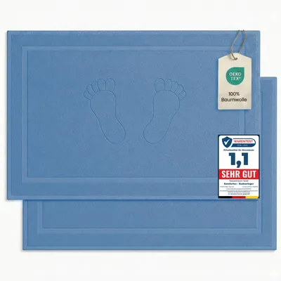 Produktbild von Komfortec 2er Badvorleger aus 100% Baumwolle, 800 GSM Duschvorleger