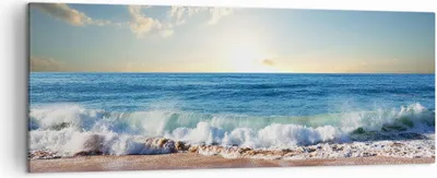 Produktbild von Bild auf Leinwand - Leinwandbild - Meer Ufer Wasser - 140x50cm - Wand Bild - Wanddeko - Wandbilder - Leinwanddruck - Bilder - Kunstdruck - Wanddekoration - Leinwand bilder - Wandkunst - AB140x50-3551