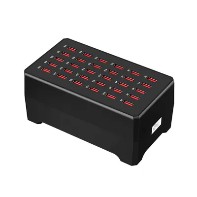 Produktbild von 150-W-Ladegerät mit mehreren Steckdosen, USB-Ladegerät, 30 USB-Anschlüsse, 6 wichtige Schutzfunktionen, geeignet für IOS/Android-Systeme, europäische Vorschriften, schwarz
