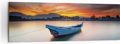Produktbild von Bild auf Leinwand - Leinwandbild - Einteilig - Westen Sonne Boot - 160x50cm - Wand Bild - Wanddeko - Wandbilder - Leinwanddruck - Bilder - Wanddekoration - Leinwand bilder - Wandbild - AB160x50-4791