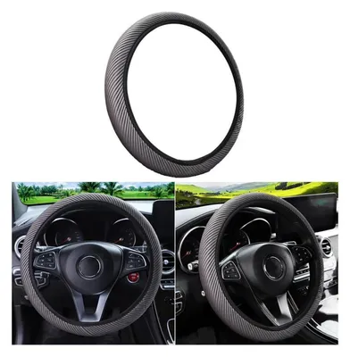 Obrázok produktu pre Poťah na volant, polyester, sivý, protišmykový, priedušný, pruhovaný, univerzálny, 37-38 cm