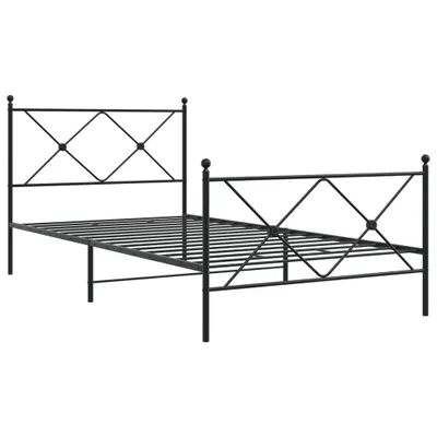 Image de Cadre de lit avec tête et pied de lit en métal noir 100x200 cm