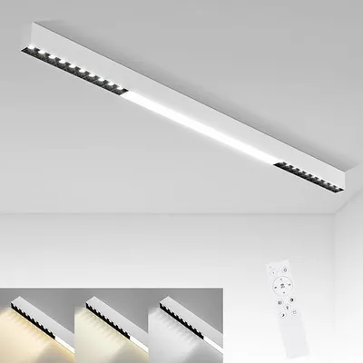 Produktbild von ZMH Deckenlampe LED Deckenleuchte Weiß 32W Deckenstrahler Küche 107CM Lang Modern Dimmbar mit Fernbedienung  Deckenbeleuchtung für Wohnzimmer Büro Schlafzimmer