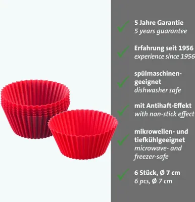 Immagine prodotto di Westmark 6 Silikon Muffinformen, 7 cm, rot, 30142260