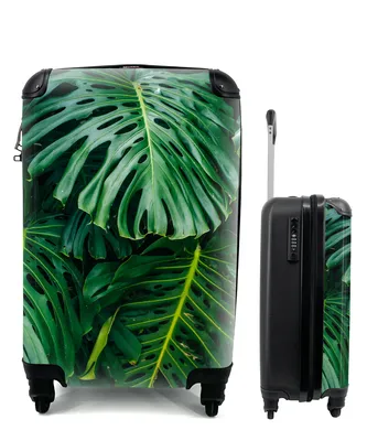 Produktbild von MuchoWow® Koffer Handgepäck Trolley Rollkoffer Kleine Reisekoffer mit 4 Rollen - Dunkelgrüne botanische Blätter in einem Garten - Cabin Size < 55x40x23 cm & 55x40x20 cm - Fotokoffer - Kabinenkoffer - Boardgepäck - Reise-Box - Reisekoffer - Reisegepäck - Koffer mit Bild - Trolley für Kinder