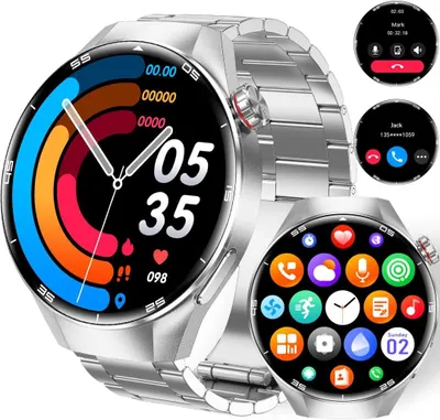 Produktbild von Smartwatch Herren 1,75" AMOLED Fitnessuhr mit 100 Sportmodi, Herzfrequenz-/Schlafmonitor, Bluetooth-Anrufe, IP67 wasserdicht für iOS/Android