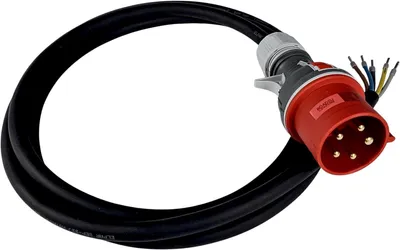 Produktbild von CEE-Anschlussleitung 32A 400V 5-polig 3m, H07RN-F 5G4 | Gummikabel 5x4 mm², CEE-Stecker IP44 mit offenem Kabelende