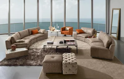 Produktbild von Villa Rund Couch Design Wohnlandschaft Runde Sofa Couchen Möbel Ecksofa