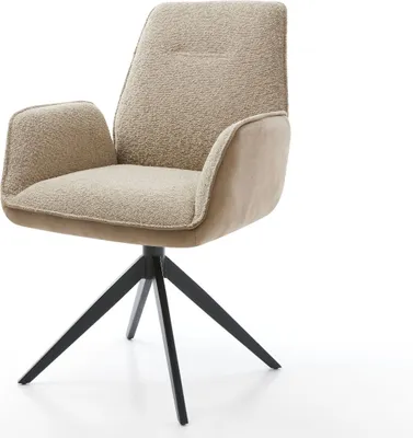 Produktbild von DELIFE Drehstuhl Zoa-Flex Materialmix Schlamm Kreuzgestell breit Schwarz 360° drehbar Taschenfederkern