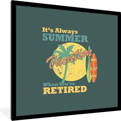 Produktbild von MuchoWow® MuchoWow® Gerahmtes Poster Vintage - Surfbrett - Palme 40x40 cm - Poster mit zchwarzem Bilderrahmen - Mit Rahmen - Wanddekoration Schlafzimmer