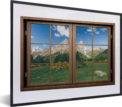 Produktbild von MuchoWow® MuchoWow® Gerahmtes Poster Aussicht - Berg - Natur 40x30 cm - Poster mit zchwarzem Bilderrahmen - Bilderrahmen - Poster im Rahmen