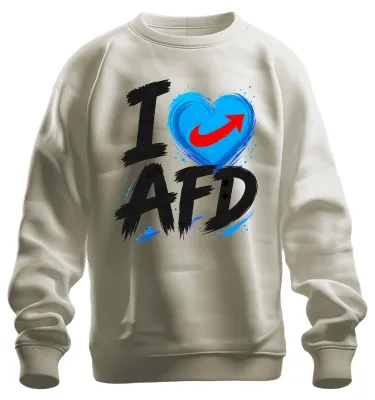 Produktbild von I Love AfD Blaues Herz Patriot Statement Sarkasmus Wahlkampf Sweatshirt Pullover, Natur, S