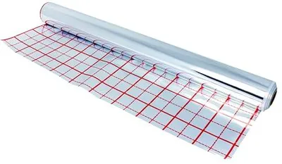 Produktbild von Aqbau Rasterfolie Fußbodenheizung 50 m² Rolle, Alu Isolierfolie 0,070 mm, Wärmedämmfolie mit 10 x 10 cm Verlegeraster, Feuchtigkeitsschutz für