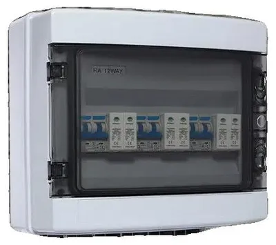 Obrázek produktu pro Solární rozvodná skříň pro fotovoltaické systémy, výstup 40 A, 1000 V DC, 3 vstupy, 3 výstupy, ochrana proti přepětí