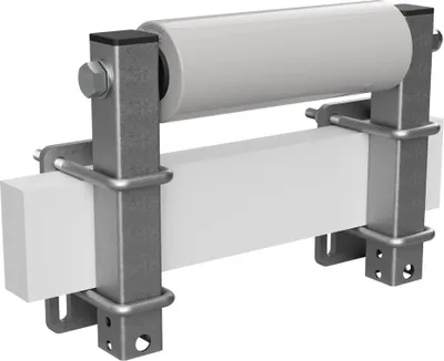 Produktbild von Polyurethan Seitenrolle mit Stützen Sliprolle Bootstrailer Sliphilfe verzinkt SUPROD, B=250, L=250 mm, grau