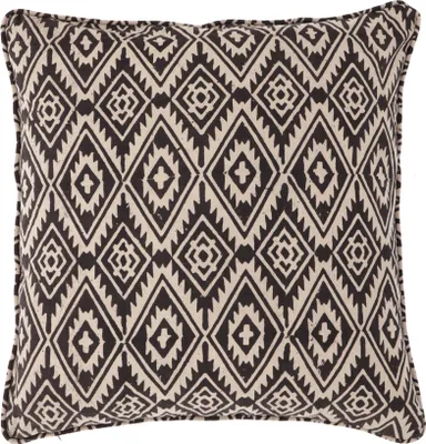 Produktbild von Kissenbezug Blockdruck, Kissenhülle mit Ikatmuster, Dekokissen Bezug mit Traditionellem Design 50*50 cm - Muster 6, Braun, Baumwolle, Zierkissen, Dekokissen, Sofakissen