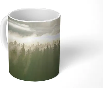 Produktbild von MuchoWow® Tasse Kaffeetasse Kaffeebecher 350 ml Wald - Nebel - Sonne Teetasse - Fototasse - Becher - Keramikbecher - Teebecher - Kaffeetasse - Bürotasse