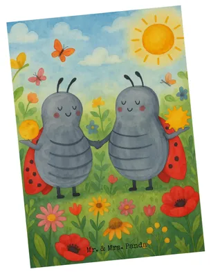 Produktbild von Mr. & Mrs. Panda Postkarte Sternzeichen Zwilling Design - Weiß - Geschenk, Geburtstag Mai, Glückskäfer, Ansichtskarte, Marienkäfer, Fotokarte, Zwillinge, Ansichtskarten