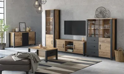 Zdjęcie produktu dla Stolik kawowy OLIN Szerokość 90 cm Appenzeller / czarny Helvetia Meble 24ABJC99