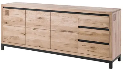 Immagine prodotto di MASSIVMOEBEL24 | credenza in legno di Quercia Selvatica 210x45x85 bianco oliato VILLANDERS #252