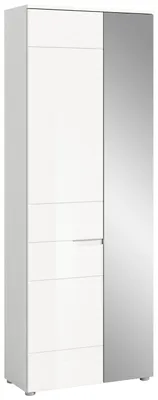 Produktbild von Solero Kleiderschrank 1 Tür, 1 Spiegeltür weiß hochglanz, weiß.