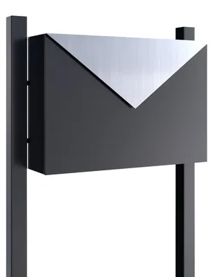 Produktbild von Standbriefkasten Letter in Schwarz mit Edelstahlklappe