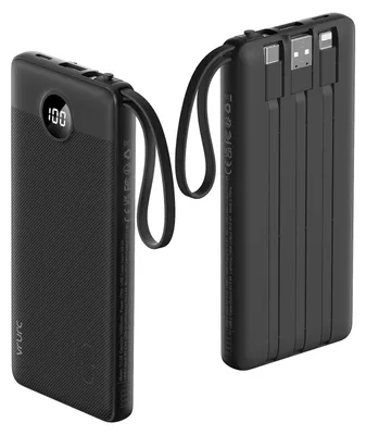 Produktbild von VRURC Power Bank, Powerbank 10000mAh mit 4 integrierten Kabeln