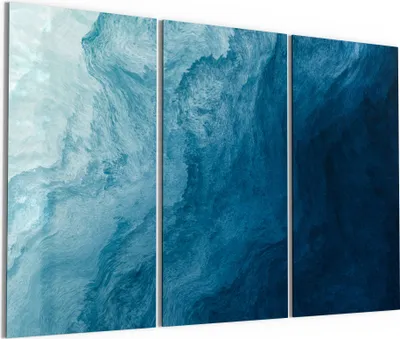 Produktbild von DEQORI Glasbild Echtglas 3x50x100 cm 'Aufgewühlte Wellen' Wandbilder XXL groß