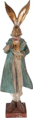Immagine prodotto di Clayre & Eef Figurina decorativa Coniglio 14x12x47 cm Plastica color oro