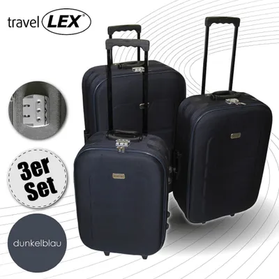 Produktbild von LEX 3tlg. EVA Reisekoffer Set Trolley Reisetasche Reisegepäck Koffer dunkelblau