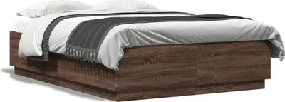 Produktbild von CLORIS Bettgestell mit LED Braun Eichen-Optik 150x200 cm Holzwerkstoff 3209610