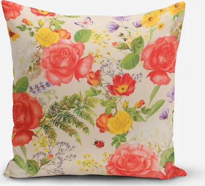 Produktbild von SCHÖNER LEBEN. Kissenhülle Outdoor Rosen  beige bunt div. Größen Größe 70x70cm (HxB) 70x70cm (HxB) Größe
